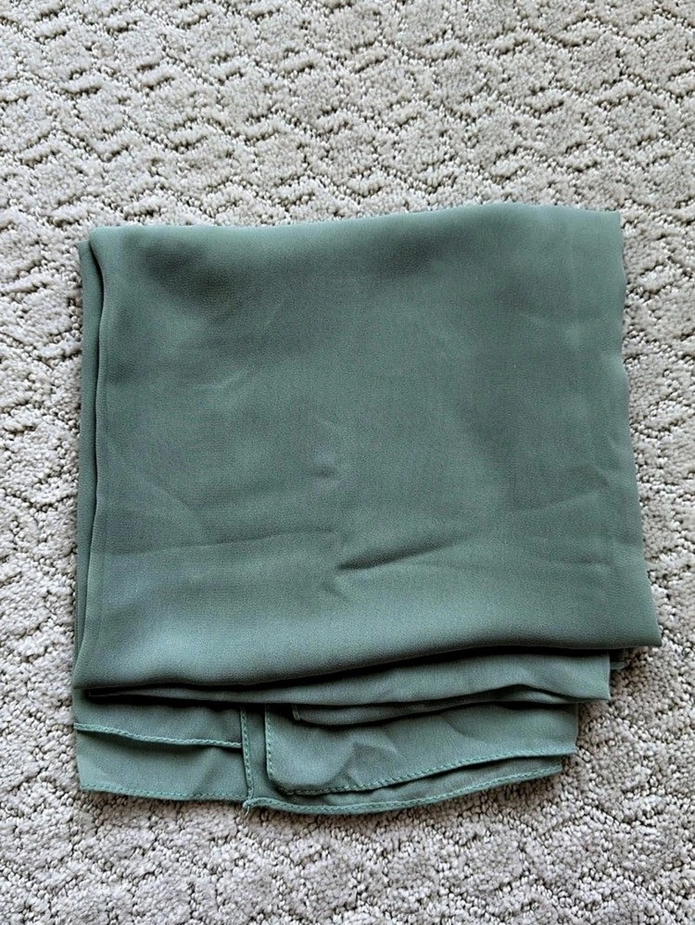 Green hijab, material is chiffon